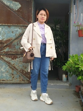 「COCO DEAL（ココディール）のアイテム（トレンチコート）」を使った、呱呱🍯さん（レディース・152cm）の秋コーディネート