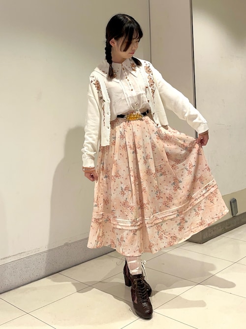 axesfemmePOETIQUE バンビゴムベルト・ゴールドとピンク♤新品 金木犀モチーフ細ゴムベルト（ベルト）｜axes femme（アクシーズ