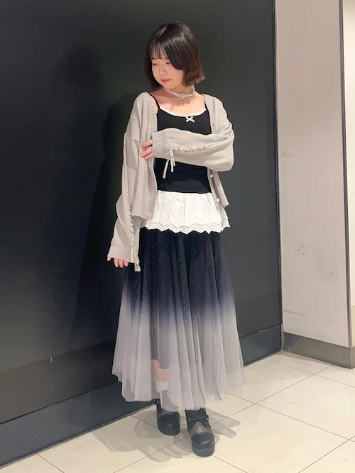 axes femme POETIQUE キャミソール 裾レースカップ付きキャミ