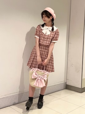 「アイテム（ハンチング/ベレー帽）」を使った、おはぎちゃんさん（骨格ウェーブ・レディース・158cm）の夏コーディネート