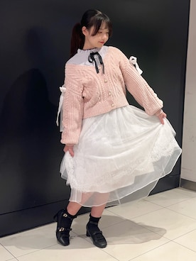 「アイテム（カーディガン/ボレロ、ピンク系）」を使った、おはぎちゃんさん（レディース・158cm）の秋コーディネート