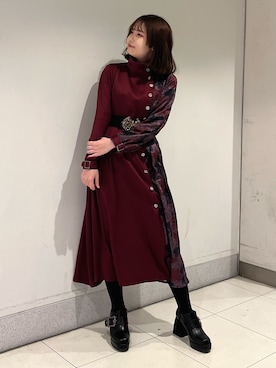 「axes femme POETIQUE（アクシーズファムポエティック）のアイテム（ワンピース/ドレス）」を使った、おはぎちゃんさん（骨格ウェーブ・レディース・158cm）の冬コーディネート