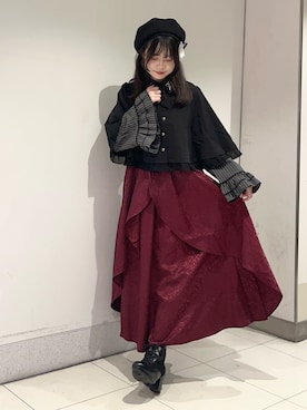 「アイテム（ハンチング/ベレー帽）」を使った、おはぎちゃんさん（レディース・158cm）の秋コーディネート