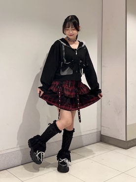 「アイテム（レッグウォーマー）」を使った、おはぎちゃんさん（レディース・158cm）の秋コーディネート