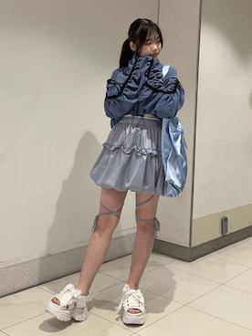 「水色」｜「アイテム（その他アウター）」を使った、おはぎちゃんさん（レディース・158cm）の夏コーディネート