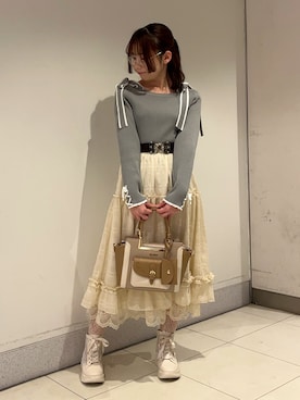 「axes femme（アクシーズファム）のアイテム（スニーカー）」を使った、おはぎちゃんさん（レディース・158cm）の冬コーディネート