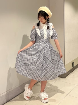「アイテム（ハンチング/ベレー帽）」を使った、おはぎちゃんさん（レディース・158cm）の夏コーディネート