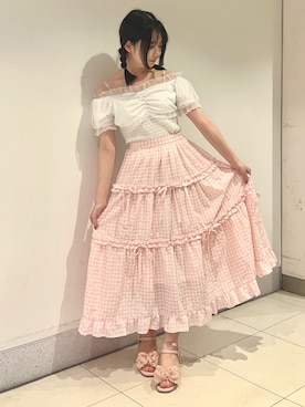 「axes femme POETIQUE（アクシーズファムポエティック）のアイテム（トップス）」を使った、おはぎちゃんさん（骨格ウェーブ・レディース・158cm）の夏コーディネート