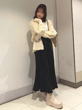 「axes femme（アクシーズファム）のアイテム（ブーツ）」を使った、おはぎちゃんさん（骨格ウェーブ・レディース・158cm）の冬コーディネート