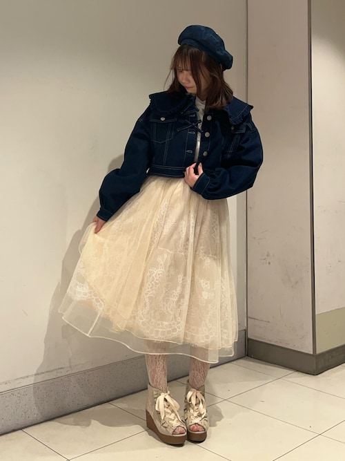 新品タグ付！アクシーズファム★バックフリルチュールスカート★完売 バックフリルチュールスカート | outlet | axes femme online shop