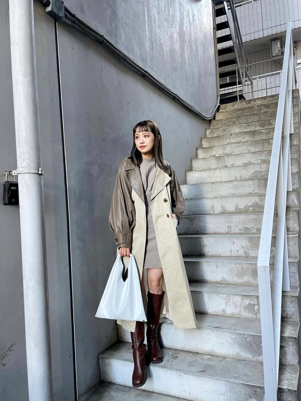 ♡タグ付き新品♡ EM pearlマテリアルミックストレンチコート EMMEL 
