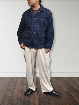 「アイテム（スウェットパンツ）」を使った、肉厚メンズさん（メンズ・177cm）の秋コーディネート