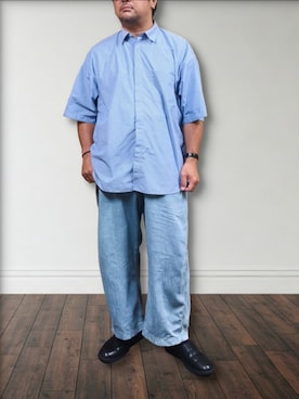 「MoonStar（ムーンスター）のアイテム」を使った、肉厚メンズさん（メンズ・177cm）の夏コーディネート
