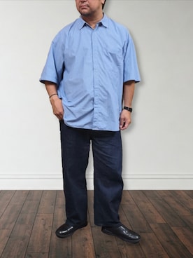「アイテム（デニムパンツ）」を使った、肉厚メンズさん（メンズ・177cm・40代）の夏コーディネート