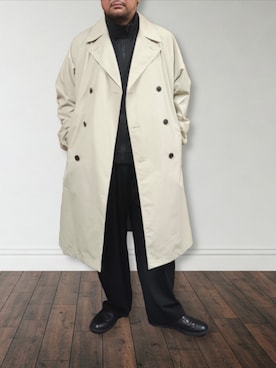 「アイテム（トレンチコート）」を使った、肉厚メンズさん（メンズ・177cm）の秋コーディネート