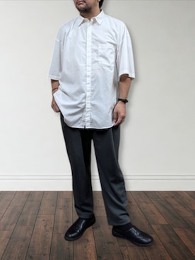 「GU（ジーユー）のアイテム」を使った、肉厚メンズさん（メンズ・177cm）の夏コーディネート