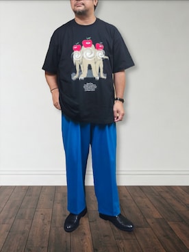 「ターコイズブルー」｜肉厚メンズさん（メンズ・177cm）の秋コーディネート
