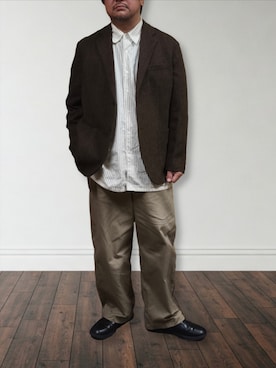 「アイテム（チノパンツ）」を使った、肉厚メンズさん（メンズ・177cm・40代）の冬コーディネート