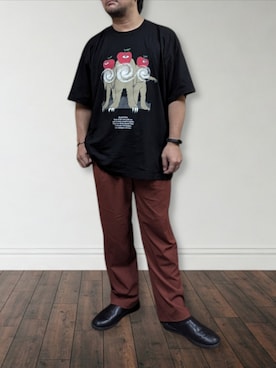 「GU（ジーユー）のアイテム」を使った、肉厚メンズさん（メンズ・177cm）の夏コーディネート