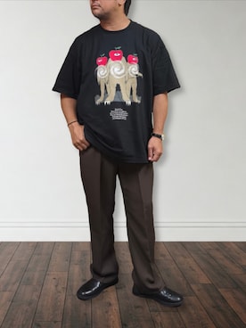 「アイテム（パンツ）」を使った、肉厚メンズさん（メンズ・177cm・40代）の秋コーディネート