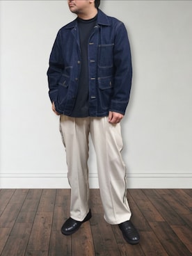 「MoonStar（ムーンスター）のアイテム」を使った、肉厚メンズさん（メンズ・177cm）の春コーディネート