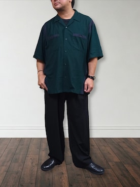 「アイテム（スラックス）」を使った、肉厚メンズさん（メンズ・177cm・40代）の夏コーディネート