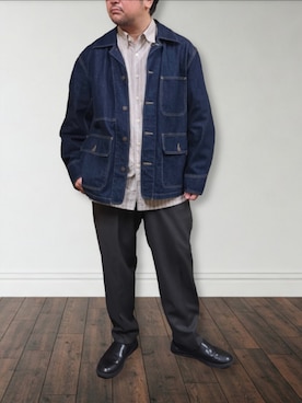 「MoonStar（ムーンスター）のアイテム」を使った、肉厚メンズさん（メンズ・177cm）の春コーディネート