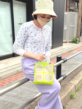 「ビーズバッグ」｜「アイテム（帽子）」を使った、CASSELINI /キャセリーニさん（レディース・162cm）の夏コーディネート