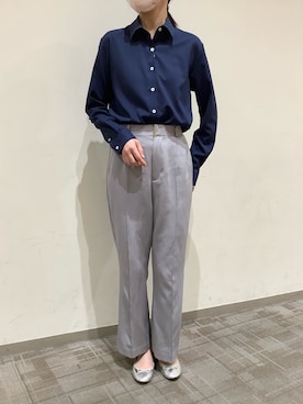 「TOKYO SHIRTS（トウキョウシャツ）の【吸水速乾】【COFREX】形態安定ノンアイロン レギュラー 長袖ビジネスワイシャツ（ビジネスシャツ、ブルー系）」を使った、BRICK HOUSE by Tokyo Shirts くずはモール店さん（メンズ・176cm）の夏コーディネート