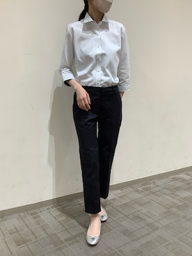 「TOKYO SHIRTS（トウキョウシャツ）の【透け防止】 形態安定ノンアイロン ワイド 7分袖ビジネスワイシャツ（ビジネスシャツ、グリーン系）」を使った、BRICK HOUSE by Tokyo Shirts くずはモール店さん（メンズ・176cm）の夏コーディネート