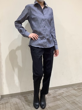 「アイテム（ビジネスシャツ）」を使った、BRICK HOUSE by Tokyo Shirts くずはモール店さん（レディース・161cm）の冬コーディネート