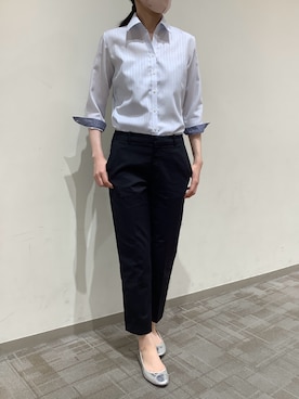 「TOKYO SHIRTS（トウキョウシャツ）の【超形態安定】 形態安定ノンアイロン スキッパー 7分袖ビジネスワイシャツ（ビジネスシャツ、ブルー系）」を使った、BRICK HOUSE by Tokyo Shirts くずはモール店さん（メンズ・176cm）の夏コーディネート