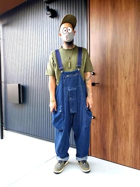 「Nigel Cabourn（ナイジェルケーボン）のアイテム（キャップ）」を使った、ゃまさん（メンズ・183cm）の夏コーディネート