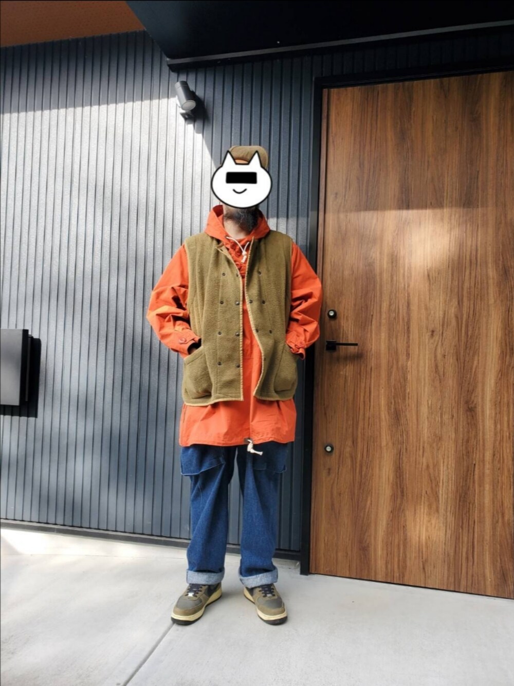「NIGEL CABOURN、ナイジェルケーボン、オーバーオール」｜「Nigel Cabournのアイテム（キャップ、グリーン系）」を使った、ゃまさん（メンズ・183cm）の春コーディネートの1枚目の写真