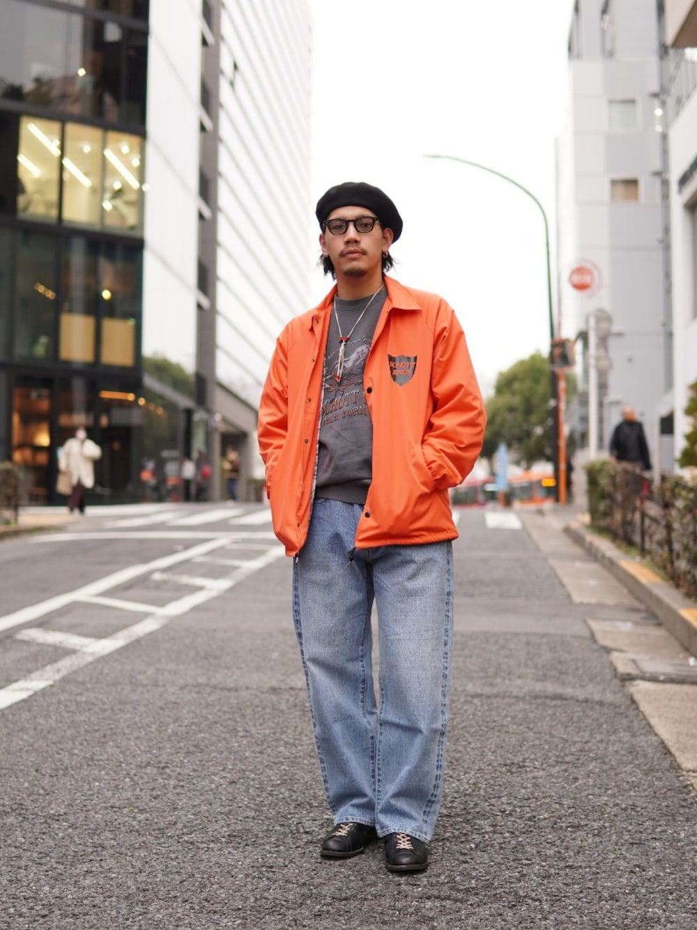 美品　DESCENDANT ナイロンジャケット オレンジ　秋冬コーデ Muneki Komiyama(Schott ららぽーと富士見店)｜schottのナイロン
