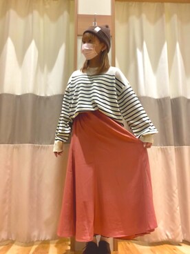 「Samansa Mos2 blue（サマンサモスモスブルー）のアイテム（ニットキャップ/ビーニー）」を使った、ゆみさん（レディース・150cm）の秋コーディネート
