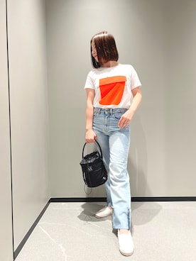 「armaniexchange」｜「アイテム（スリッポン）」を使った、Manapiさん（レディース・151cm）の夏コーディネート