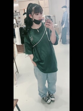 「Carhartt（カーハート）の【ヴィンテージ古着】Carhartt/カーハート デニムパンツ（デニムパンツ、ブルー系）」を使った、るるるさん（レディース・158cm）の夏コーディネート