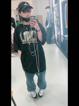「NIKE（ナイキ）のアイテム（スニーカー、ホワイト系）」を使った、るるるさん（レディース・158cm）の夏コーディネート
