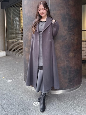 「ロングコートコーデ」｜仲田桃子さん（レディース・165cm）の秋コーディネート