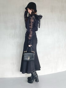 【新品】マーキュリーデュオ　デニムラップマーメイドスカート　ブラック　黒　S デニムラップマーメイドスカート｜マーキュリーデュオの通販