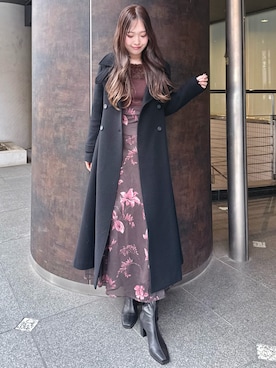 「クリスマス」｜「アイテム（その他アウター）」を使った、仲田桃子さん（レディース・165cm）の冬コーディネート