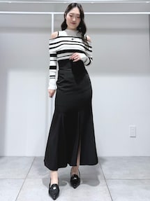 MARY QUANTコラボ】折返し襟オープンショルダーニット