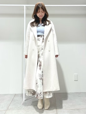 「花柄スカート」｜「アイテム（その他アウター）」を使った、仲田桃子さん（レディース・165cm）の冬コーディネート