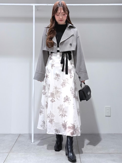 フラワードッキングロングスリーブワンピース（ワンピース