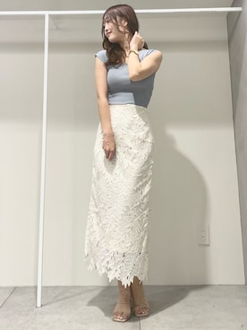 「MERCURYDUO（マーキュリーデュオ）のアイテム（スカート）」を使った、仲田桃子さん（レディース・165cm）の夏コーディネート
