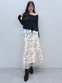 MERCURYDUO マーキュリーデュオ 異素材ドッキングペプラムニット MERCURYDUO（マーキュリーデュオ） ニット セーター 異素材ドッキング