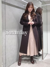 異素材ドッキングフレアロングスリーブニットワンピース