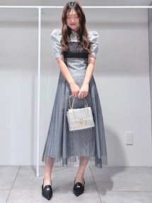 MERCURYDUO ビスチェドッキングパワショルシャツワンピース ビスチェドッキングパワショルシャツワンピース｜マーキュリーデュオ