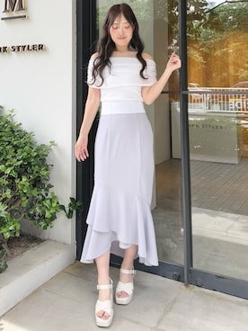 「MERCURYDUO（マーキュリーデュオ）のアイテム」を使った、仲田桃子さん（レディース・165cm）の夏コーディネート